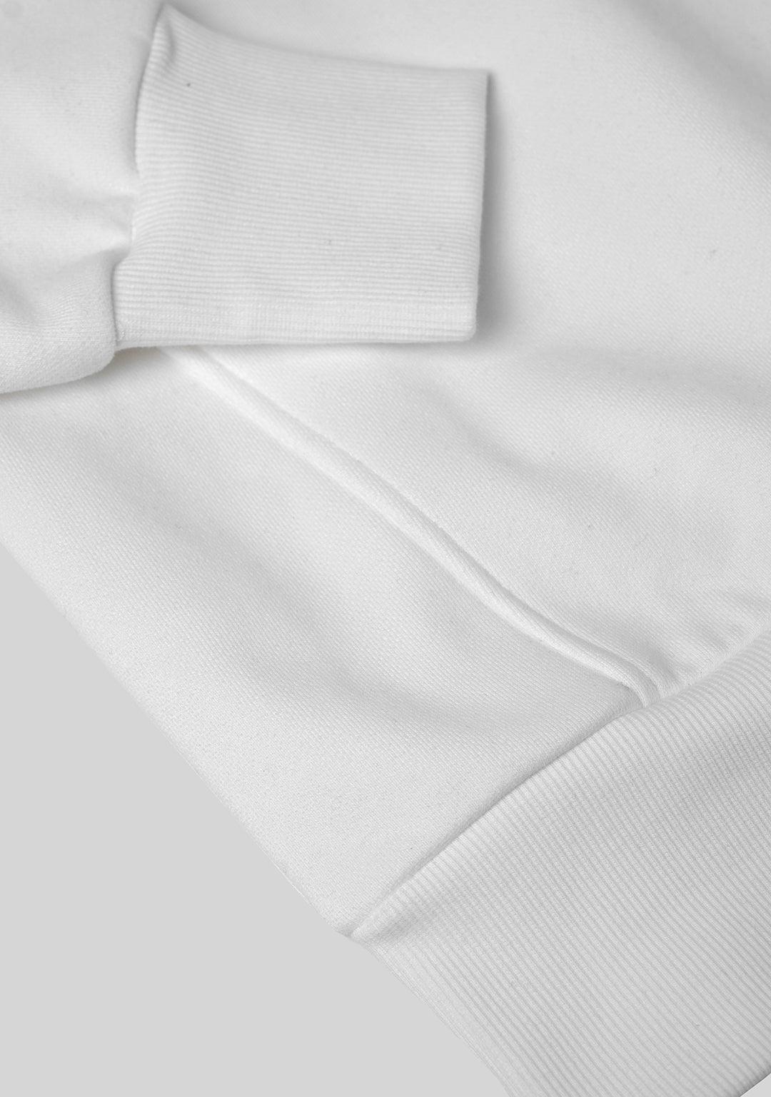 Half Zipper Sweat Top with Collar-White - Greenpanda