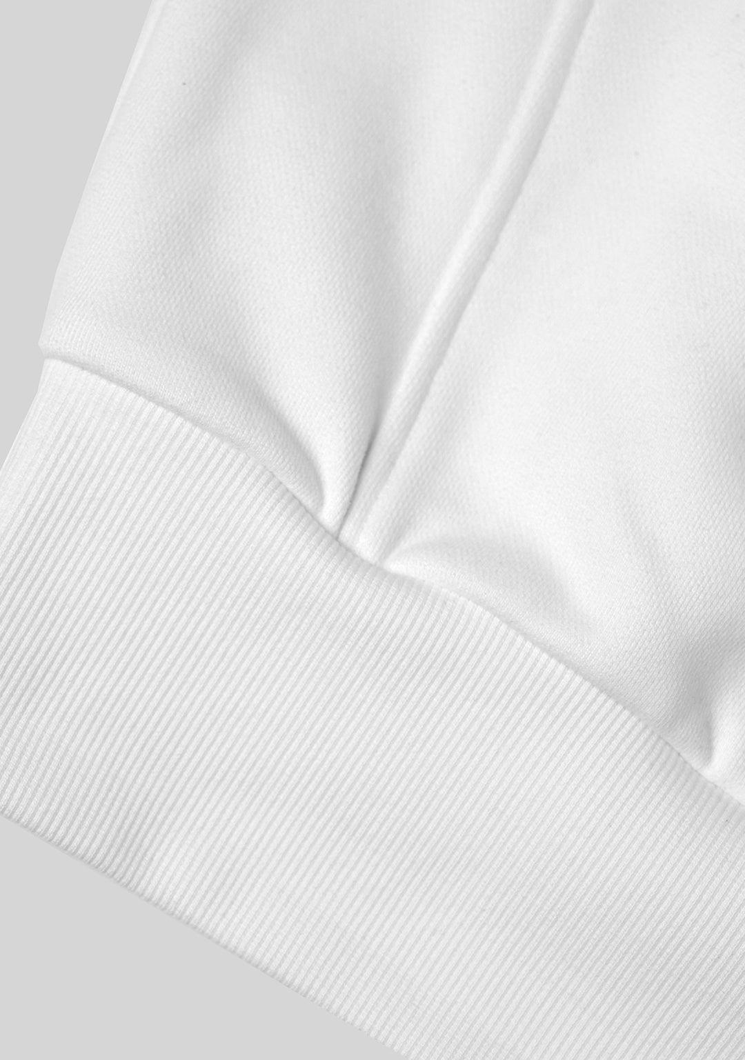 Half Zipper Sweat Top with Collar-White - Greenpanda