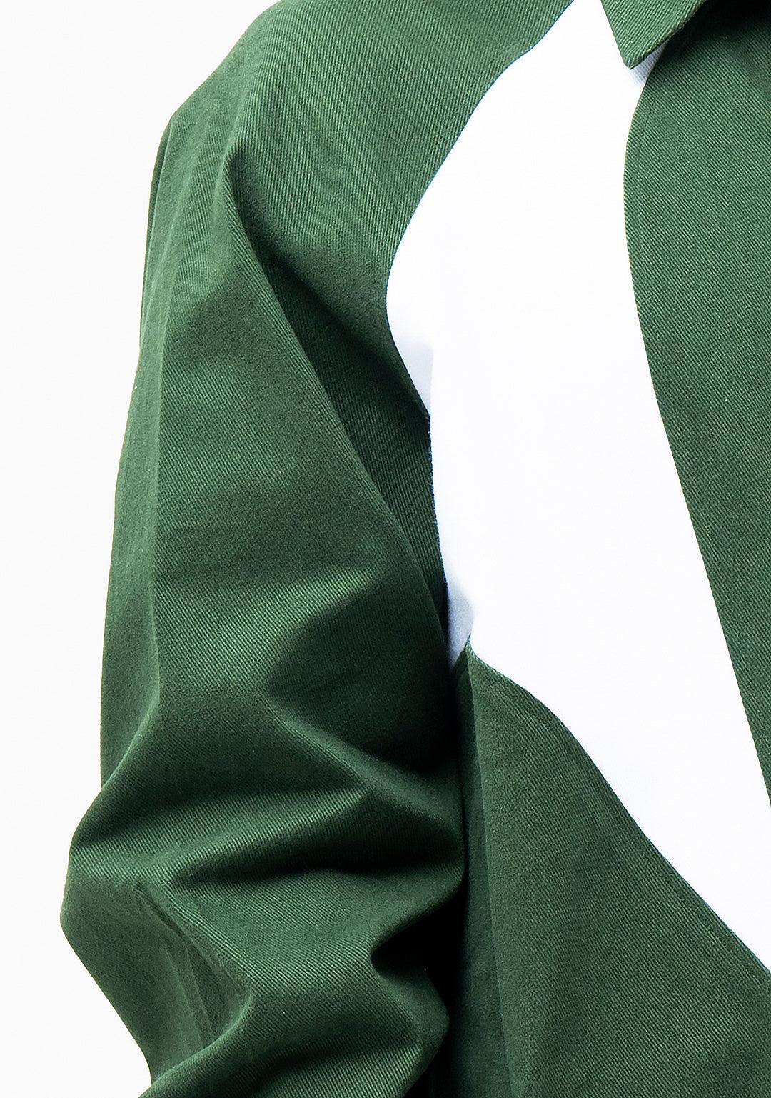 Raglan-sleeve Color Block Shirt - Greenpanda